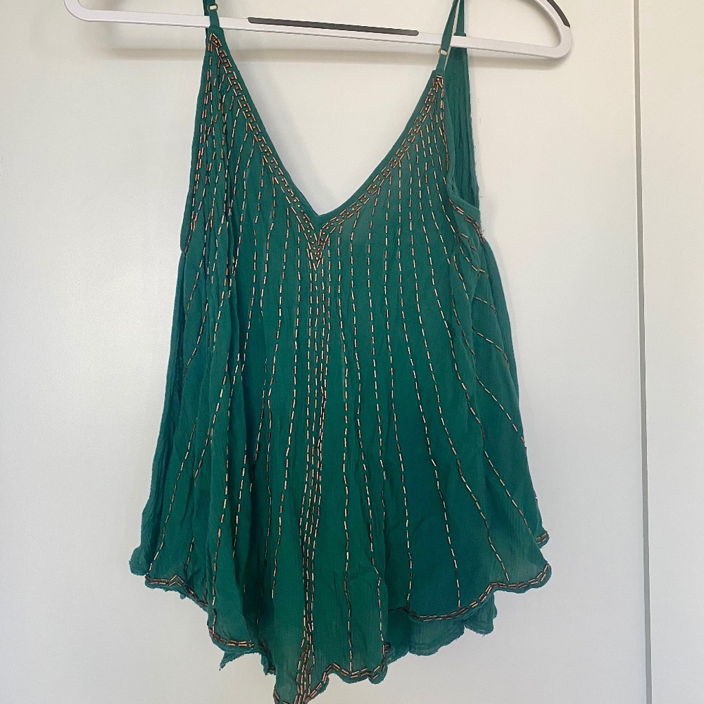 Free People Green Sequin Top